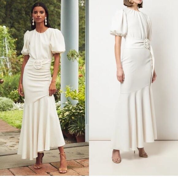 Sachin + Babi Camila flared hem midi dress size 10 in ivory - Picture 2 of 13